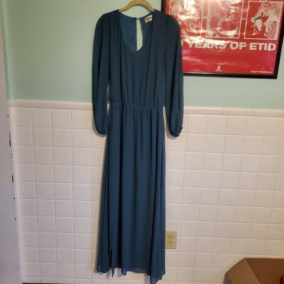 Show Me Your Mumu Deep Jade Chiffon Jocelyn Maxi Dress Women's Size Large - Picture 13 of 13